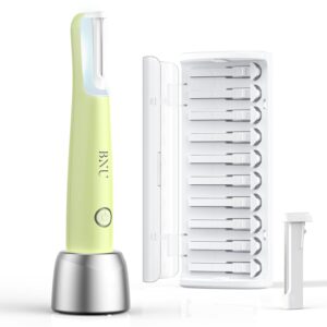 BNU Dermaplaning Tool for Face, Sonic Dermaplane Razor for Women Face LED Light Facial Exfoliation & Peach Fuzz Hair Removal, 3 Speeds Rechargeable Sonic Edge Technology 10 Refill Blades Green