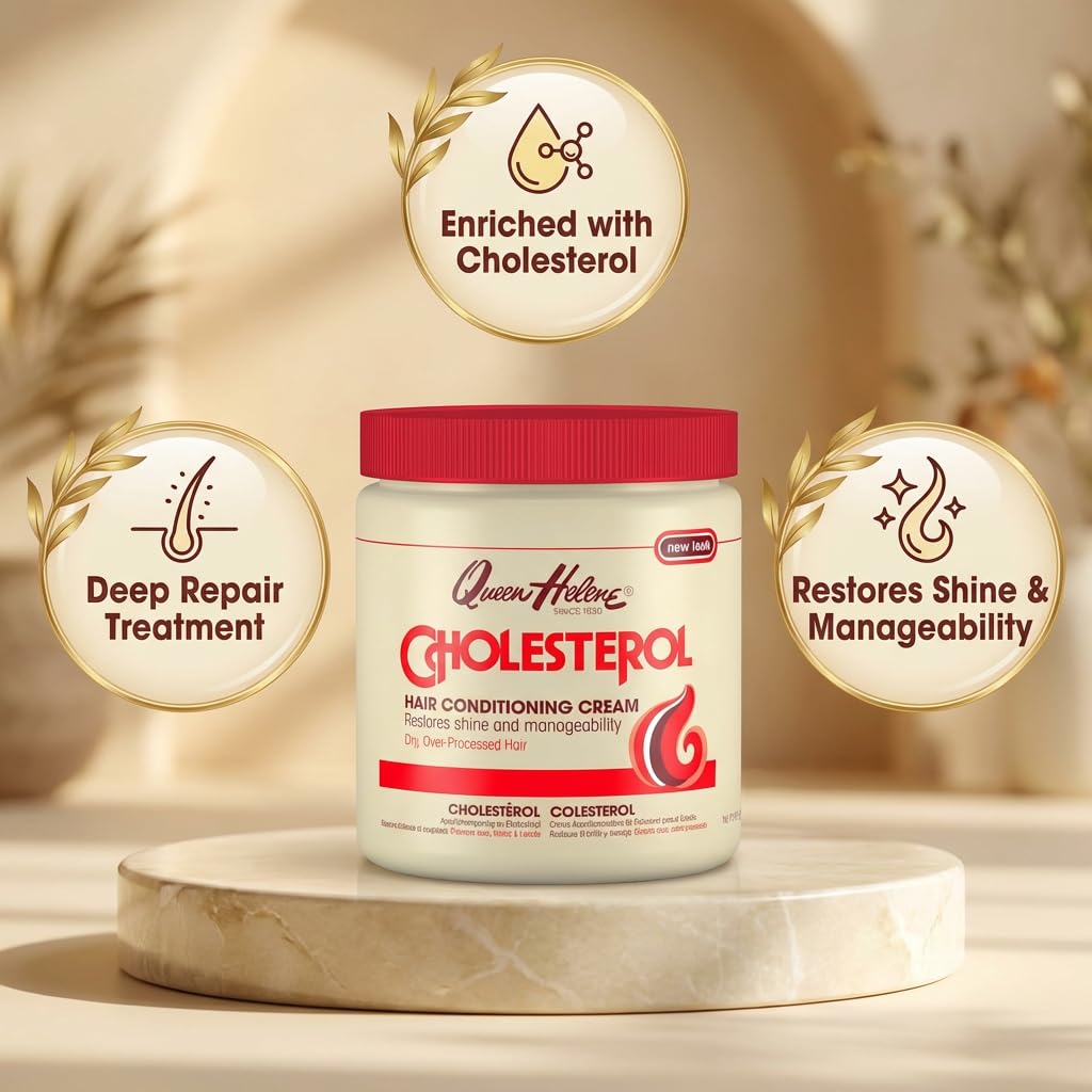 Queen Helene Cholesterol Hair Conditioning Cream – Deep Repair Treatment for Dry, Damaged & Chemically Treated Hair | Moisture-Restoring Mask | 15 oz Jar | Deep Moisture - Image 2
