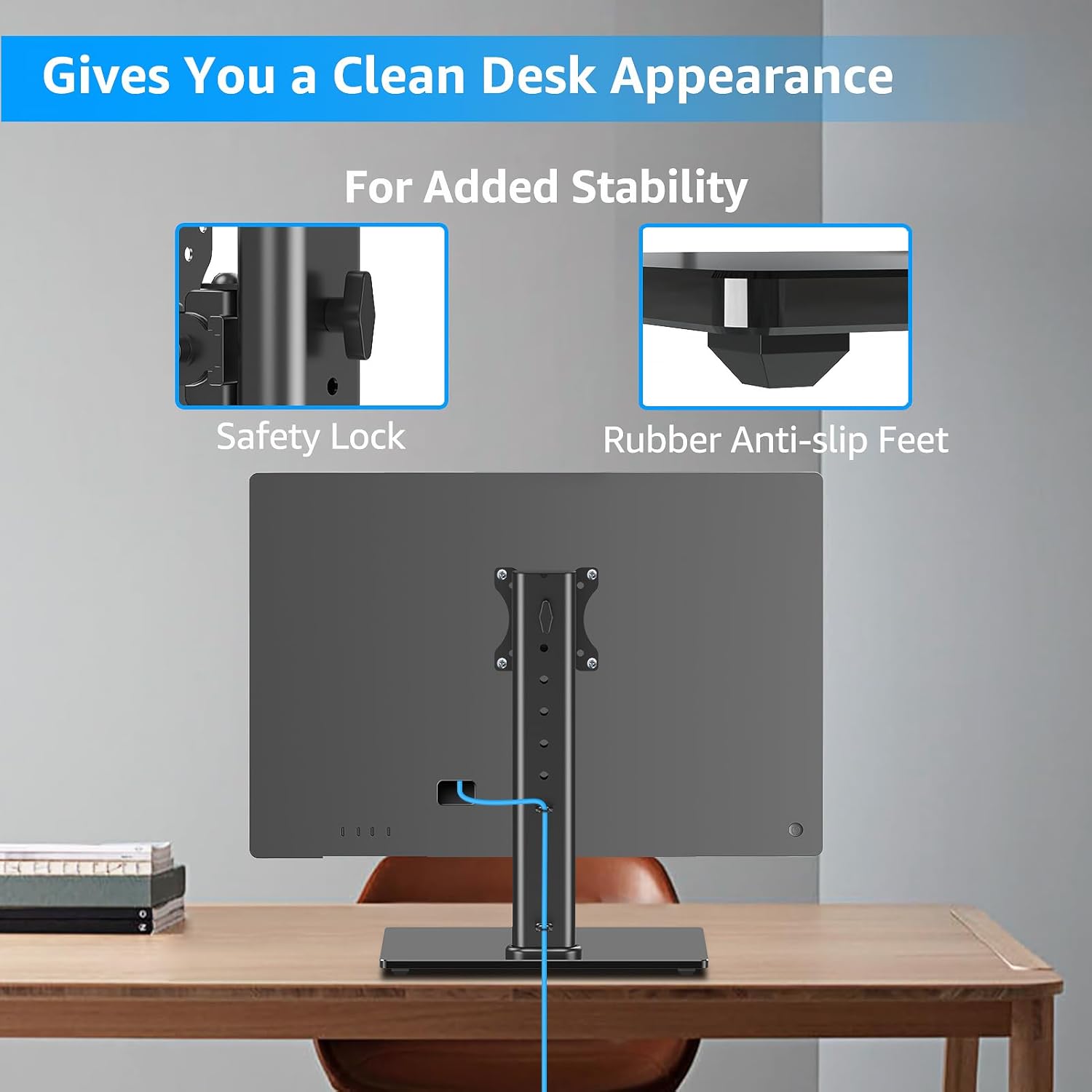 MOUNTUP Monitor Stand for Desk, Freestanding Monitor Mount Fits 13-32 inch Screen up to 17.6 lbs, Screen Stand with Swivel, Height, Rotation Adjustment, VESA Mount 100 x 100mm, 75 x 75mm - Image 8