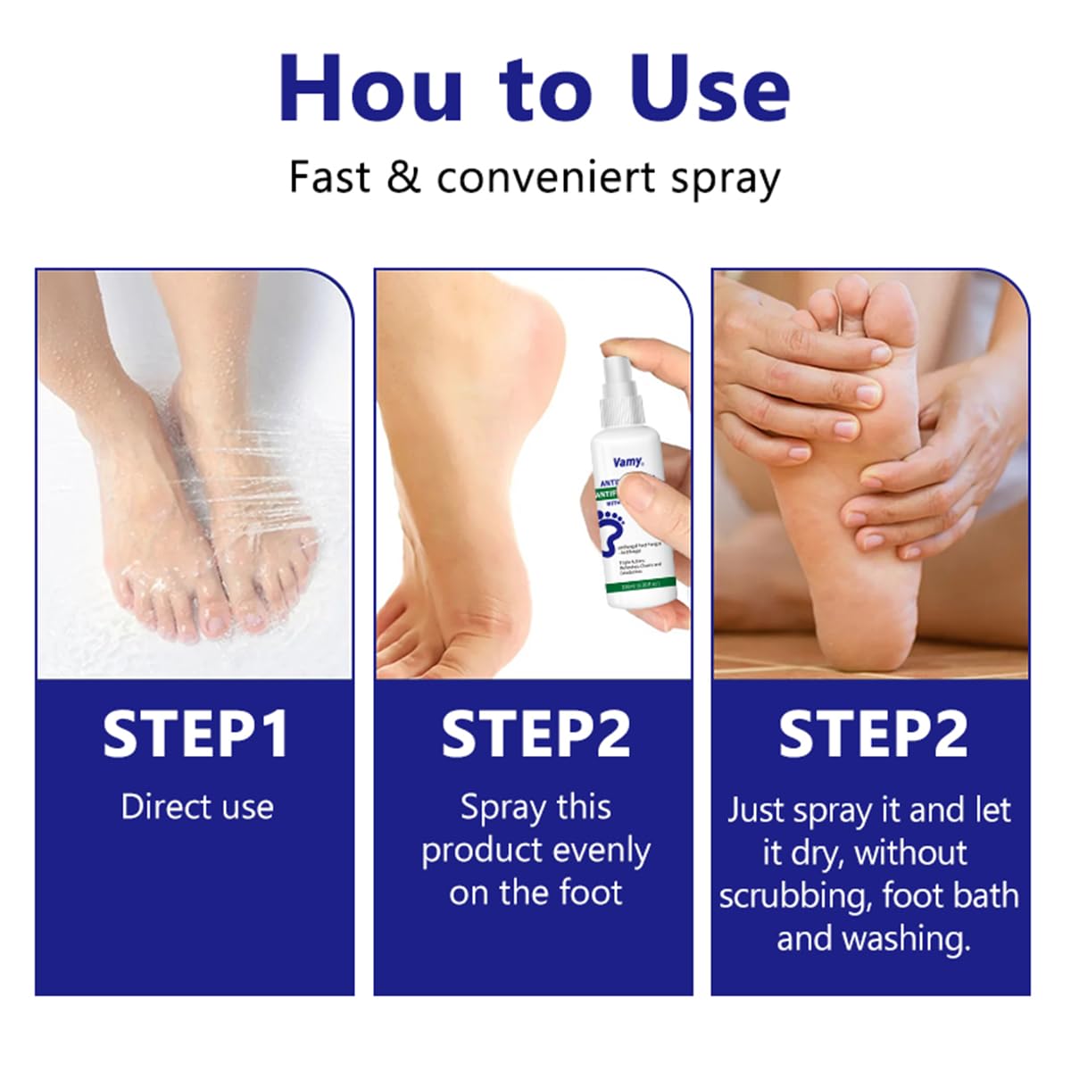 Vamy Complete Foot & Nail Kit Includes the Clinically Published Nail Solution and Foot Sanitizer Spray with Tea Tree Oil 3.38oz (2 ct) - Image 4