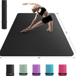HAPBEAR Extra Large Yoga Mat – 72″x48″/78″x54″, 1/4″ & 1/3″ Thick, Non-Slip, Durable, Eco-Friendly, Wide Exercise Mat for Home Workouts, Yoga, Pilates, Stretching, Meditation (Barefoot Exercise)