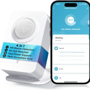 WiFi Motion Sensor, Smart PIR Motion Detector with Real-Time App Alerts, 128° Wide Angle & 8m Range, No Hub Required, Works with Smart Life/Tuya, Battery or USB Powered for Home Security Automation