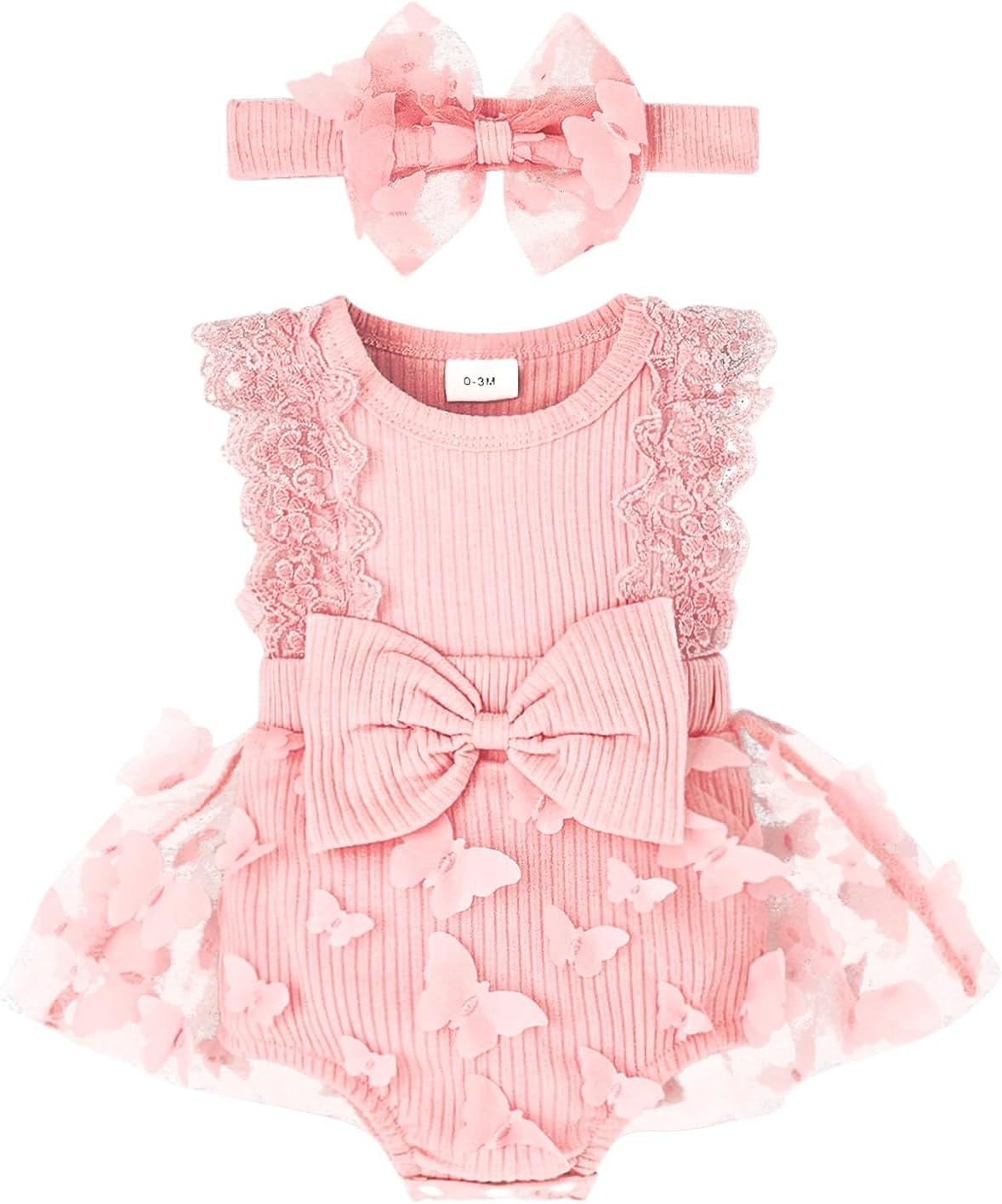 Baby Girl Summer Clothes Cute Newborn Girl Outfits Sleeveless Lace One Piece Romper + Headband 2pcs Set 0-12 Months
