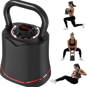 ERGOLIFE 6.5LB-40LB Adjustable Kettlebell Set, 6-in-1 Quick Weight Change, Space-Saving Weight Set for Home Gym Strength Training for Men and Women (Black)
