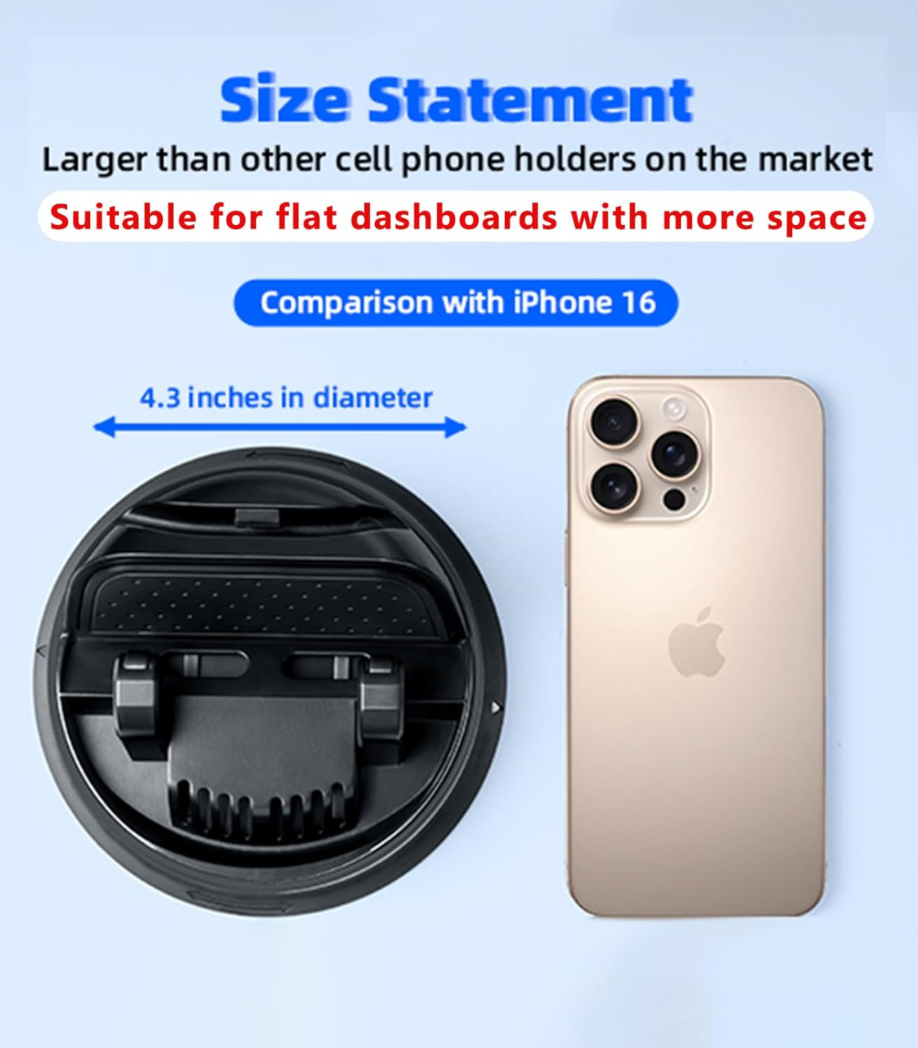 Dash Cell Phone Car Mount, Multifunctional Car Dashboard Mobile Phone Holder, 360 Rotatable Universal Dash Mounted Car Phone Stand Hands Free, Compatible with iPhone, Samsung, Google, Android - Image 7