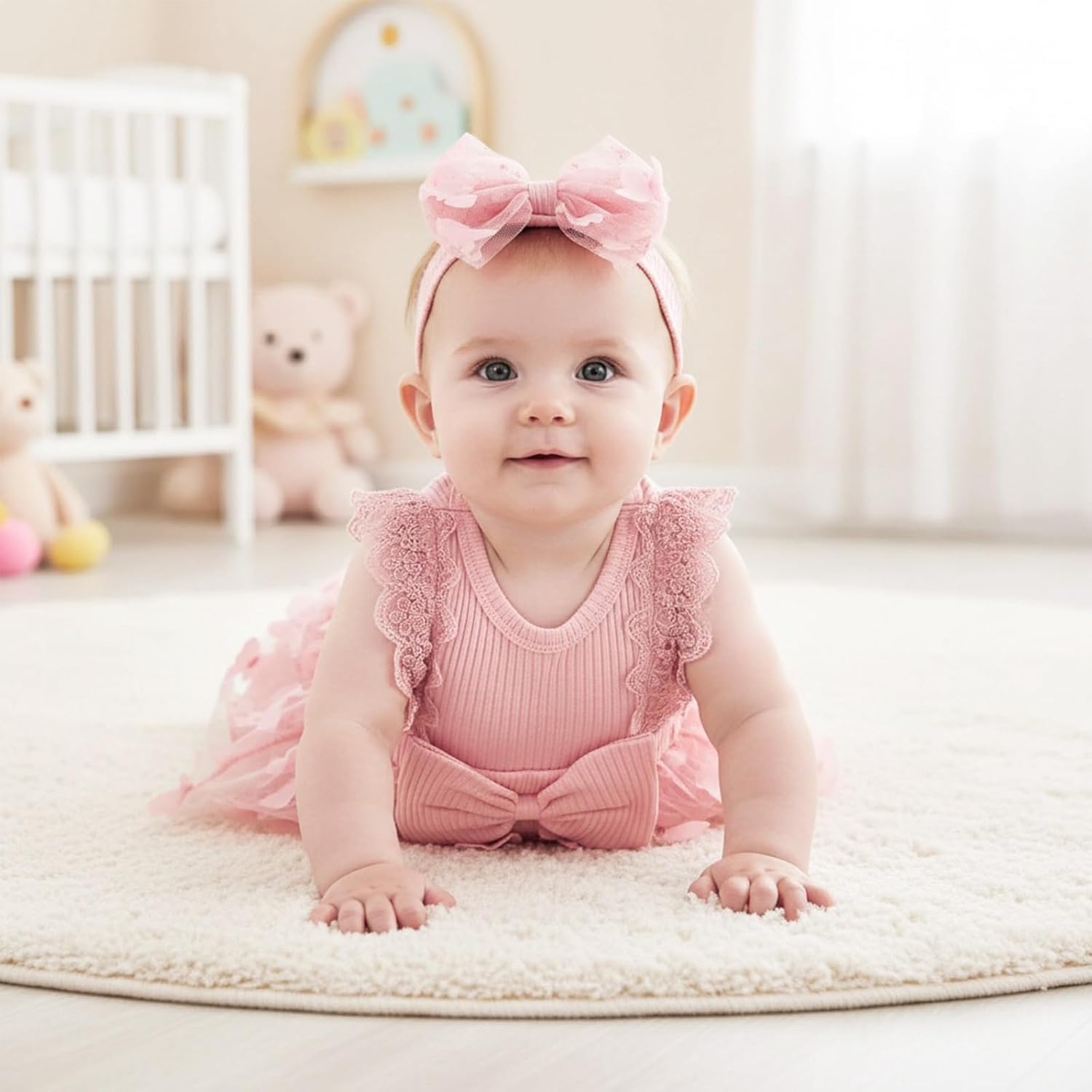 Baby Girl Summer Clothes Cute Newborn Girl Outfits Sleeveless Lace One Piece Romper + Headband 2pcs Set 0-12 Months - Image 3