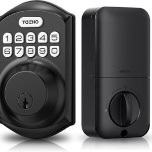 TEEHO TE001 Keyless Entry Door Lock with Keypad – Smart Deadbolt Lock for Front Door with 2 Keys – Auto Lock – Easy Installation – Matte Black