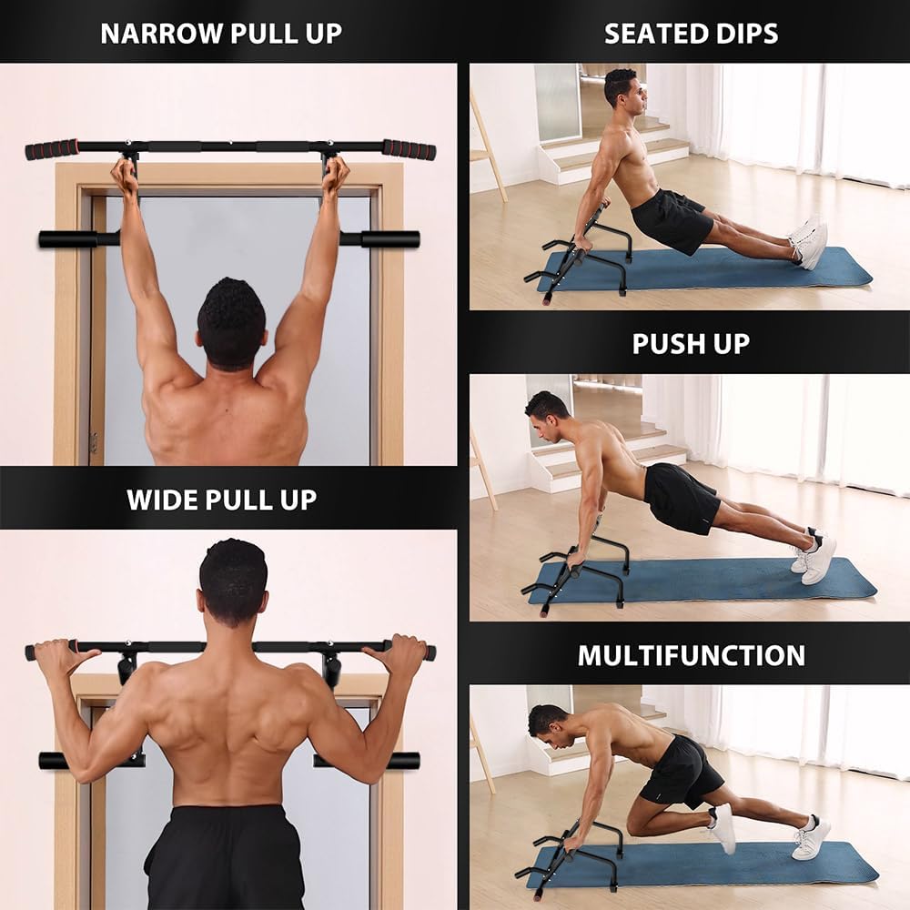 ONETWOFIT 2026 Upgrade Multi-Grip Pull Up Bar for Doorway - 460 lbs Heavy Duty Chin-Up Bar for Home Gym Exercise, Door Frame Pull Up Bar for Almost All Doors - Image 6