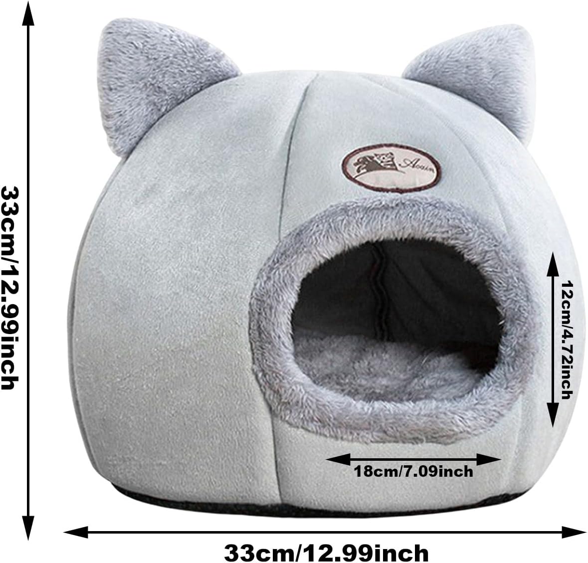 Cat Beds for Indoor Cats, 13 Inch Washable Fluffy Soft Cute Cat Bed Cave with Removable Cushion,Round Plush Faux Fur Self Warming Cat Bed for Small Medium Dogs Puppy Kitten Kitty Supplies - Image 2