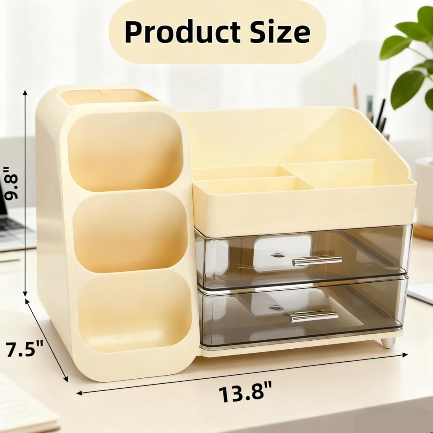 Covzoe Large Makeup Organizer with Brush Holder, Spacious Cosmetics Display Case with Drawers for Vanity, Skin Care Storage Solution for Lipstick Beauty Essential Bathroom Countertop - Image 2