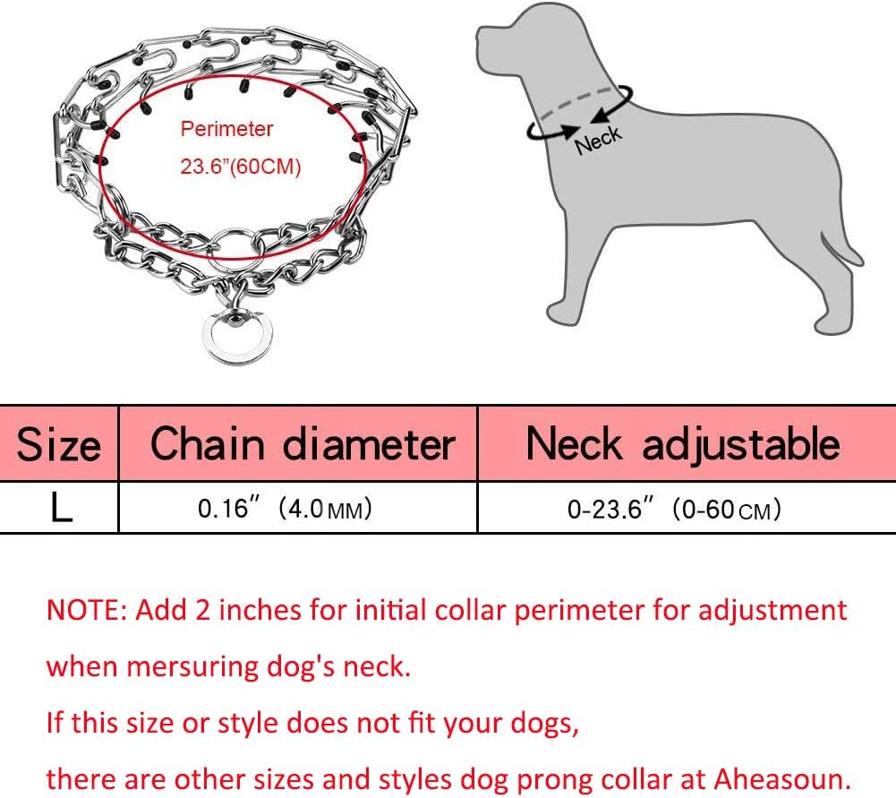 Prong Collars for Dogs, No Pull Dog Collar, Dog Training Collar for Large Medium Small Dogs, Stainless Steel Adjustable with Comfort Rubber Tips (Large, 4.0mm, 23.6-Inch) - Image 4