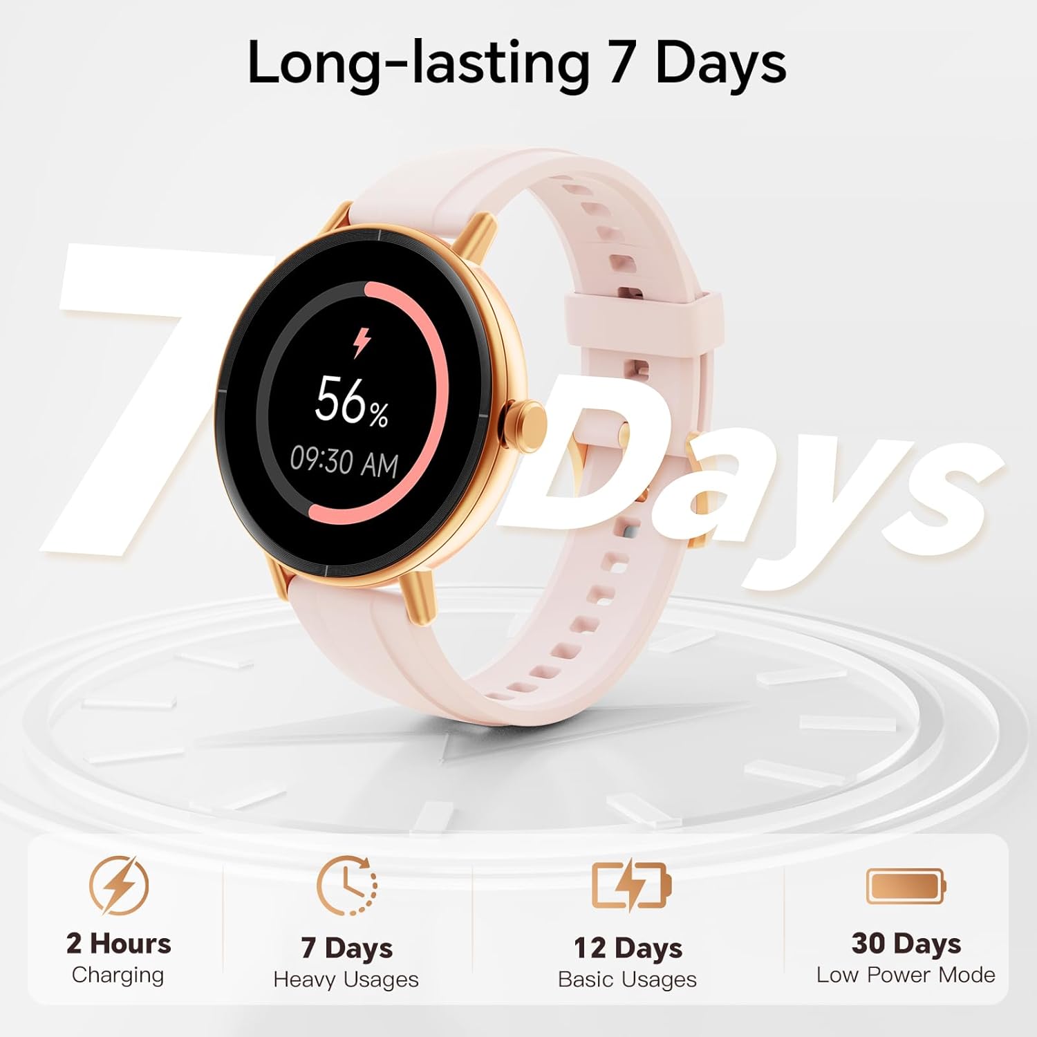 Smart Watch for Women,1.57" Touch Screen Smartwatch for iPhone& Samsung& Android,Answer/Make Call,Fitness Tracker with Heart Rate/SpO2/Sleep Monitor,IP68 Waterproof,110+ Sports Mode,2 Bands - Image 6