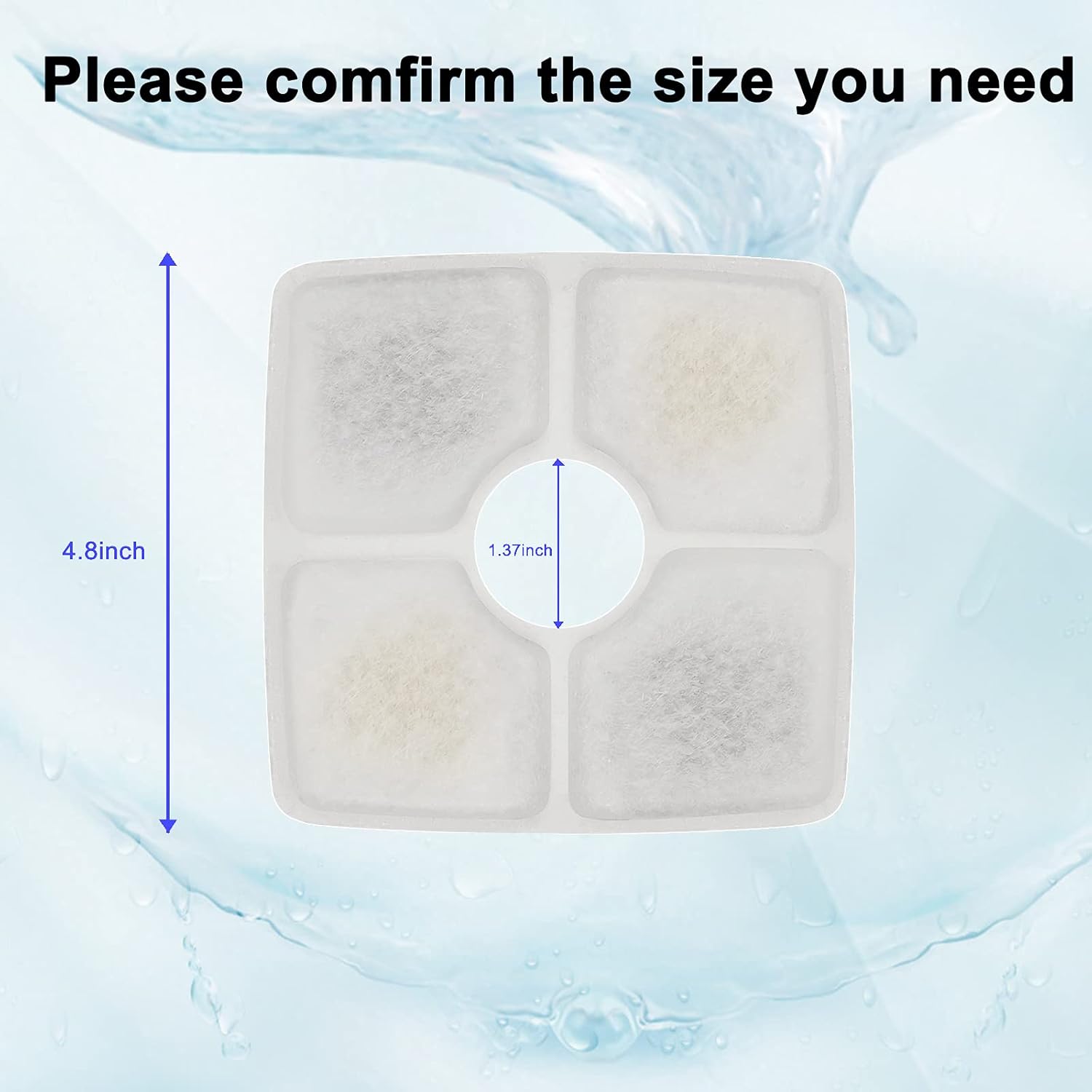 Cat Water Fountain Filters, Cirfifth Cat Fountain Filter Replacement, for Square Cat Water Fountain Inside (12 Pack) - Image 5