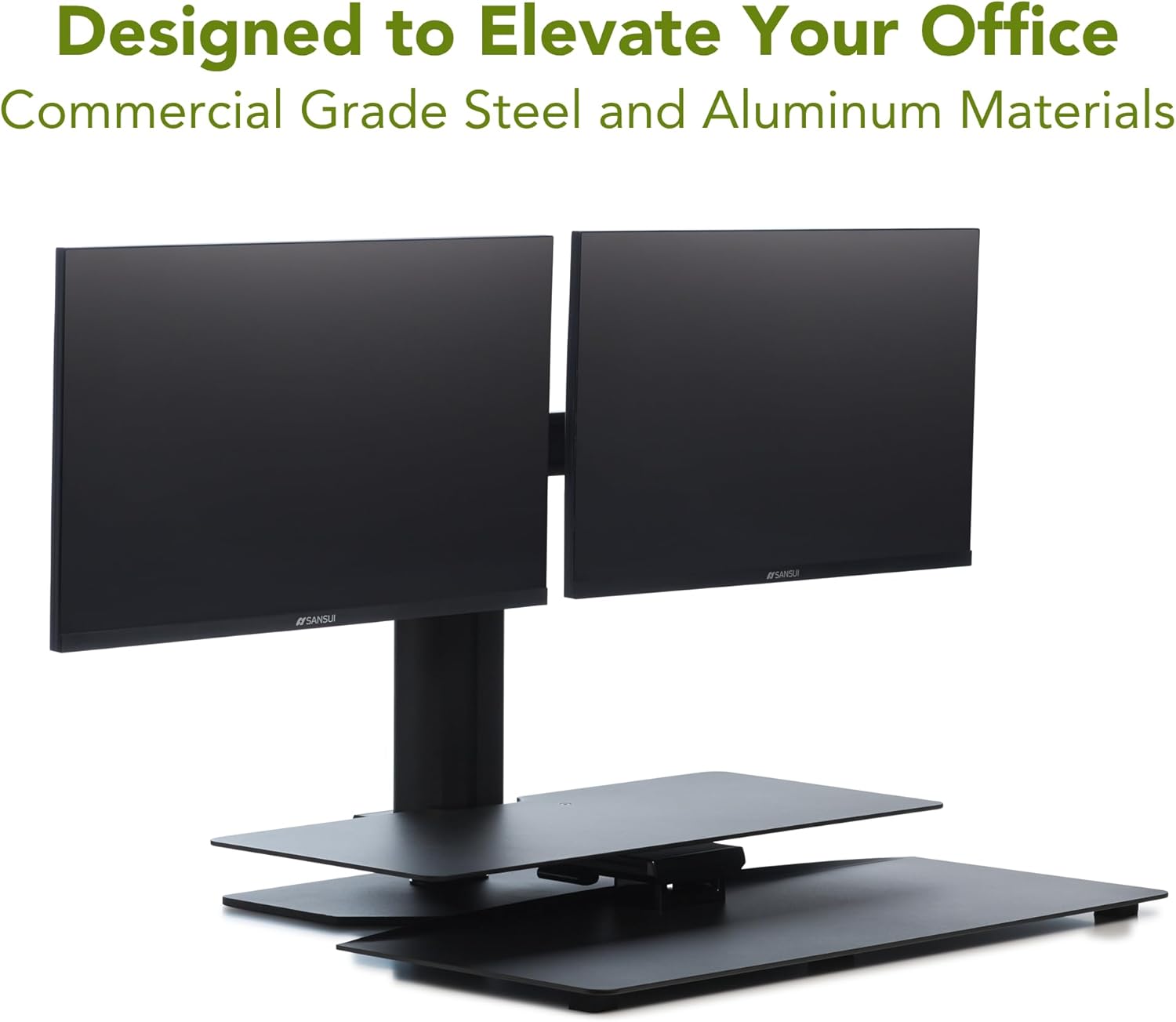Perfect POSTURE Sit2Stand Standing Desk Converter with Dual Monitor Mount – 18” Height Adjustable Sit-Stand Workstation – Black - Image 6