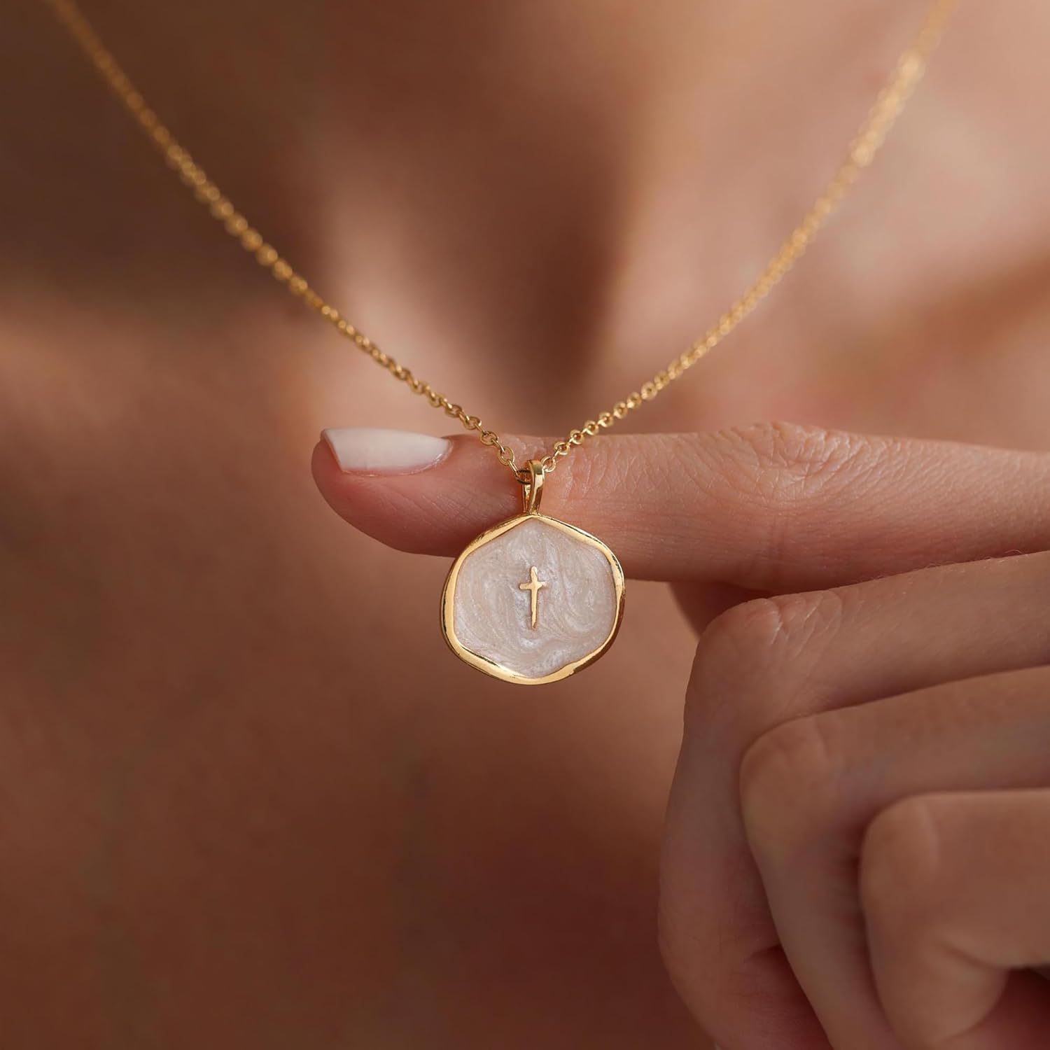 Tewiky Cross Necklace for Women-Dainty Simple 14k Gold Plated Cross Pendant Cute Necklaces for Women Jewelry - Image 4