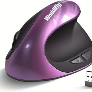 Ergonomic Mouse Wireless,Vertical Mouse with Silent Click Right Handed Small Mouses with 6 Buttons 1000/1200/1600 for Laptop,Desktop,PC, MacBook（Purple AA）