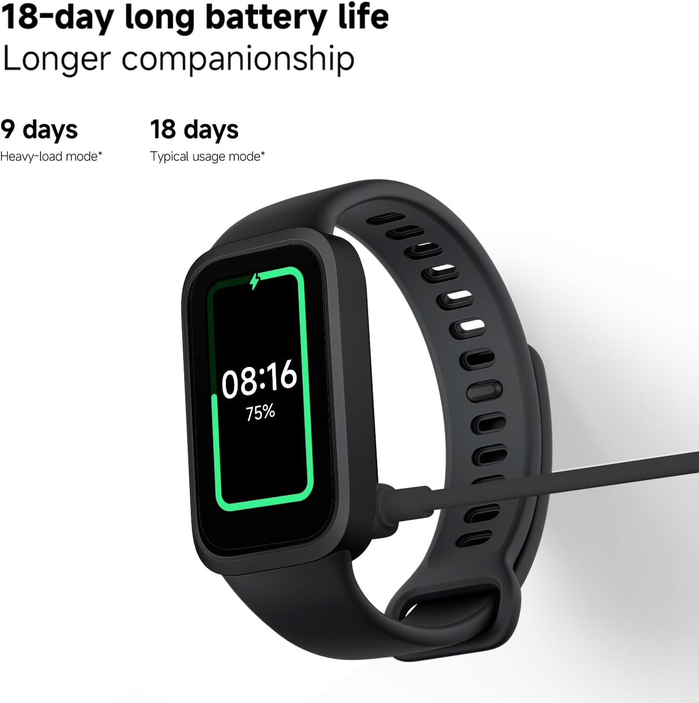 XIAOMI Smart Band 9 Active Global Version, 1.47'' 60Hz Display, 18-Day Battery, 5ATM Waterproof Fitness Tracker with All-Day Health Monitor, 50 Sports Modes (Black) - Image 2