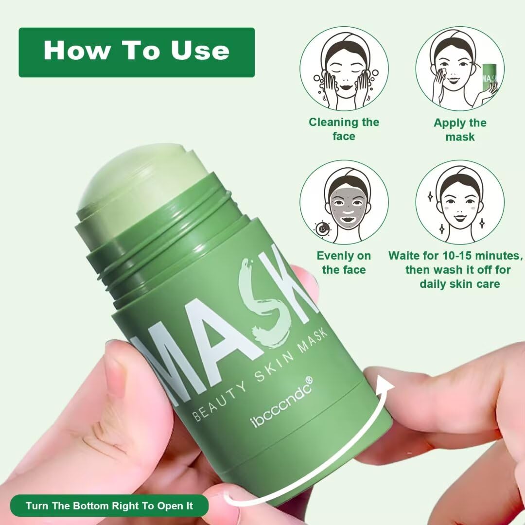 Green Tea Deep Cleanse Mask for Face,Blackhead Remover Face Mask,Poreless Deep Cleanse Mask Stick for Purifying,Moisturizing,Oil Control Reduce for Women and Men,2PCS - Image 6