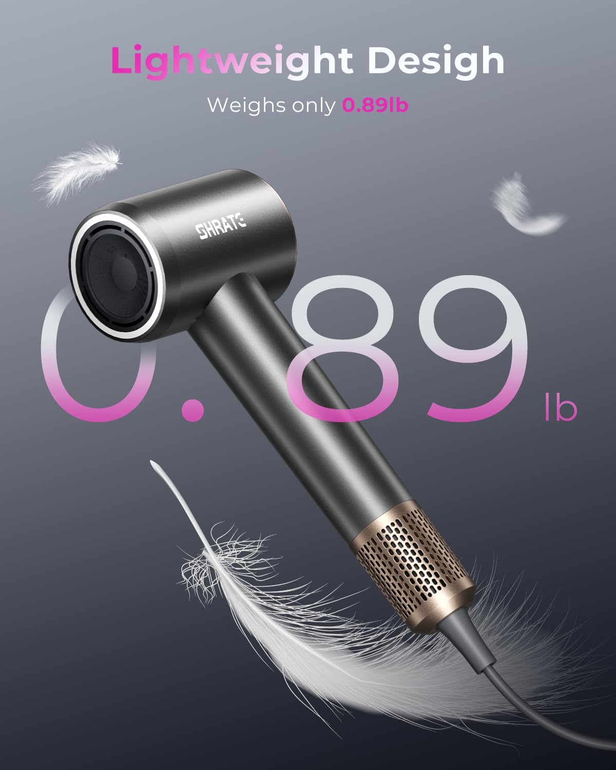 SHRATE Professional High Speed Ionic Hair Dryer | Ultra-Fast Drying | 500 Million Negative Ions | Low Noise | 160000 RPM | Compact Blow Dryer with Magnetic Diffuser for Faster Drying All Hair Types - Image 4