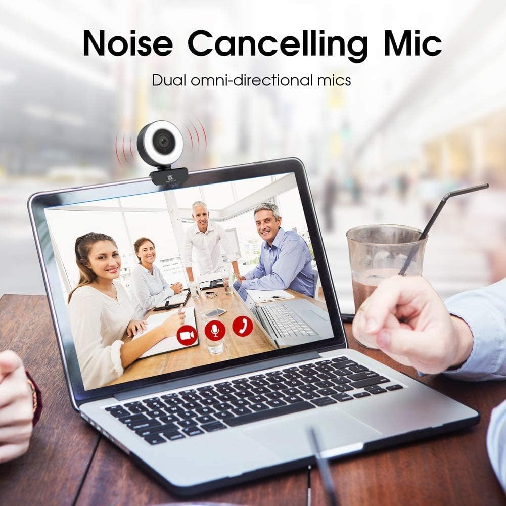PC Webcam for Streaming HD 1080P, 960A USB Pro Computer Web Camera Video Cam for Mac Windows Laptop Conferencing Gaming Webcam with Ring Light & Microphone - Image 7