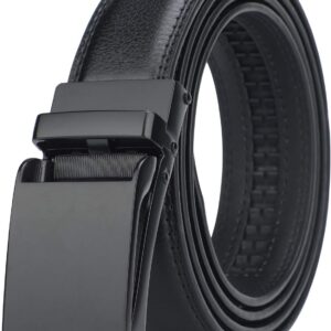 HIMI Men’s Comfort Genuine Leather Ratchet Dress Belt with Automatic Click Buckle