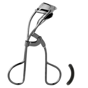 JAPONESQUE Extreme Lash Curler – Scissor Comfort Handle, Deep Curl, Keeps Lashes Curled for 8 Hours, High Arch Design, for Natural or False Lashes, Includes 1 Refill Pad (Gunmetal)
