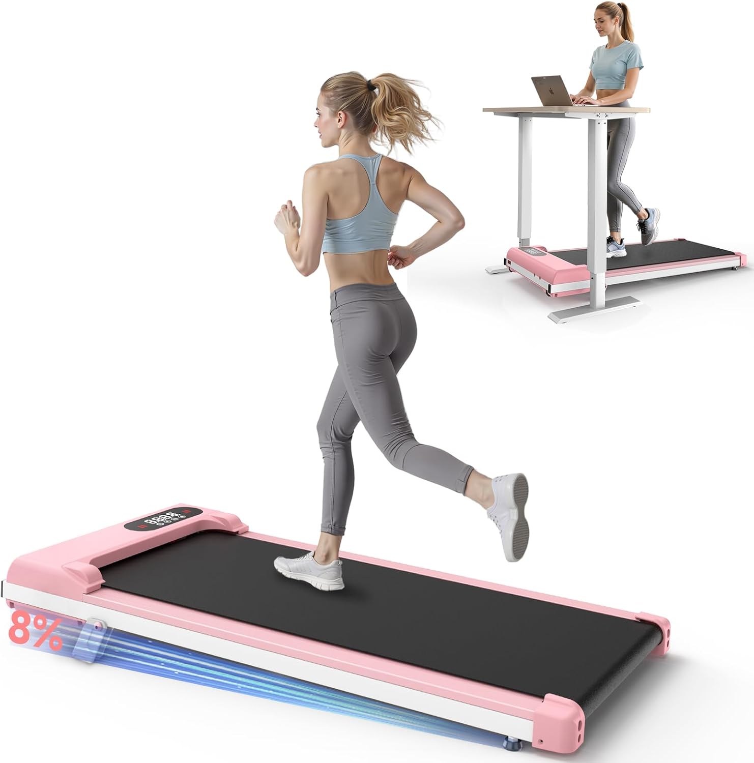 Incline Walking Pad, 3.5HP Foldable Portable Treadmill with Handle Bars, Ultra Quiet โค40dB Under Desk Treadmills for Home Office, 330LB Capacity, Wide Running Belt, LED Display & Remote Control