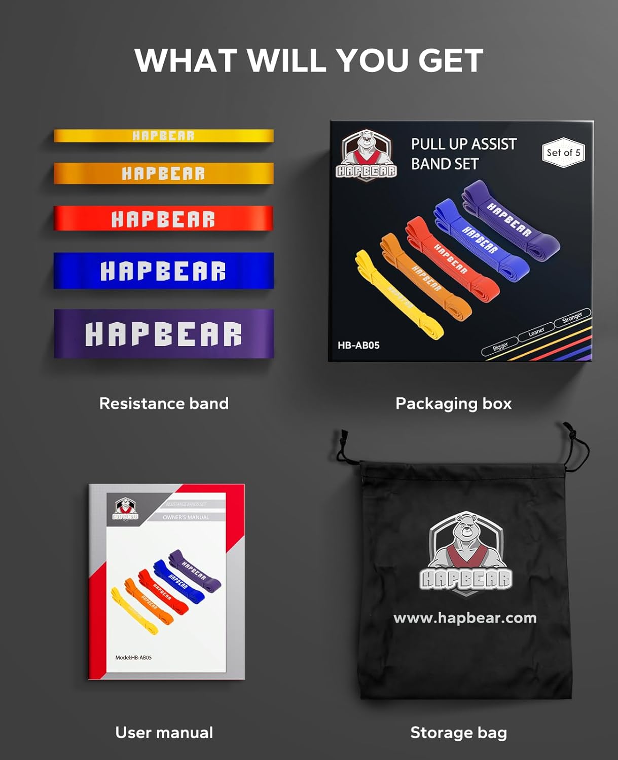 HAPBEAR Pull Up Assistance Bands - Pull Up Bands - Resistance Bands - Exercise Bands Resistance Bands Set - Workout Bands for Working Out, Stretching, Muscle Training - Image 7
