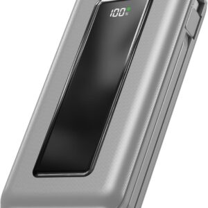 Portable Charger Power Bank, 50000mAh Travel Camping Essential Battery Pack with Built-in Cables, PD 22.5W Fast Charging, Large Capacity Portable Phone Charger for iPhone, Light Grey
