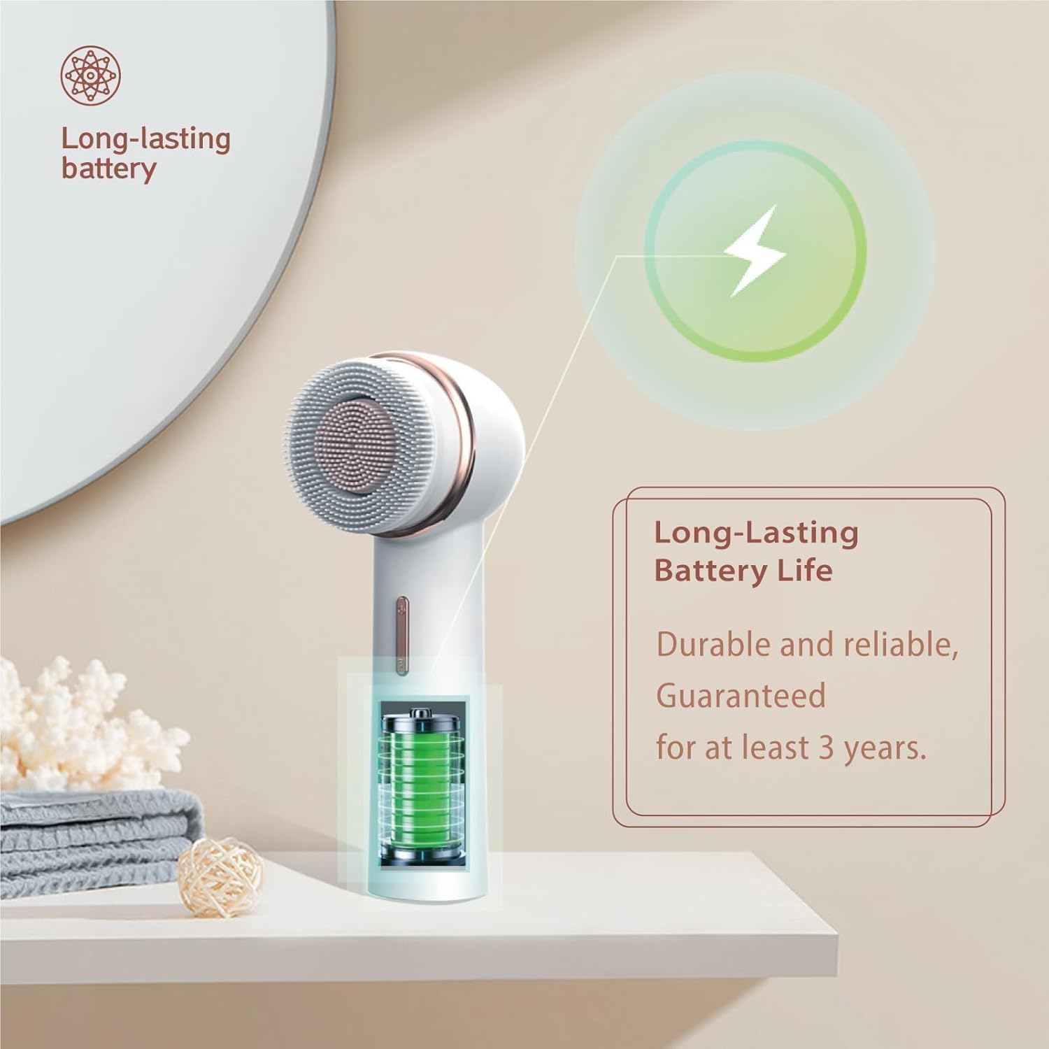 Electric Facial Cleansing Brush with Silicone and Bristle Brushheads,Gentle Electric Face Scrubber Exfoliator, Face Cleansing Brush, Face Wash Brush Machine, Rechargeable, Relief for Face Skin Issues - Image 5