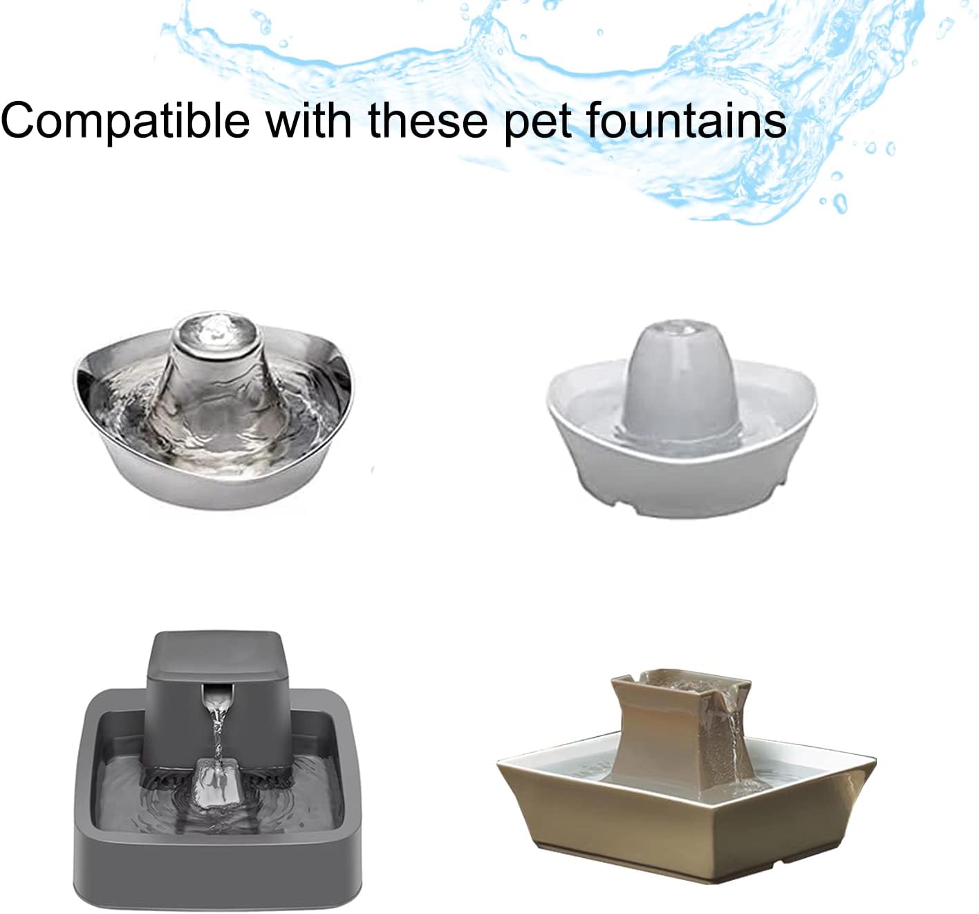 16 Pack Pet Fountain Filter Replacement,8 Carbon Filters and 8 Foam Pre-Filter Replacement Compatible with Multiple Pet Water Dspensers Water Bowl - Image 3