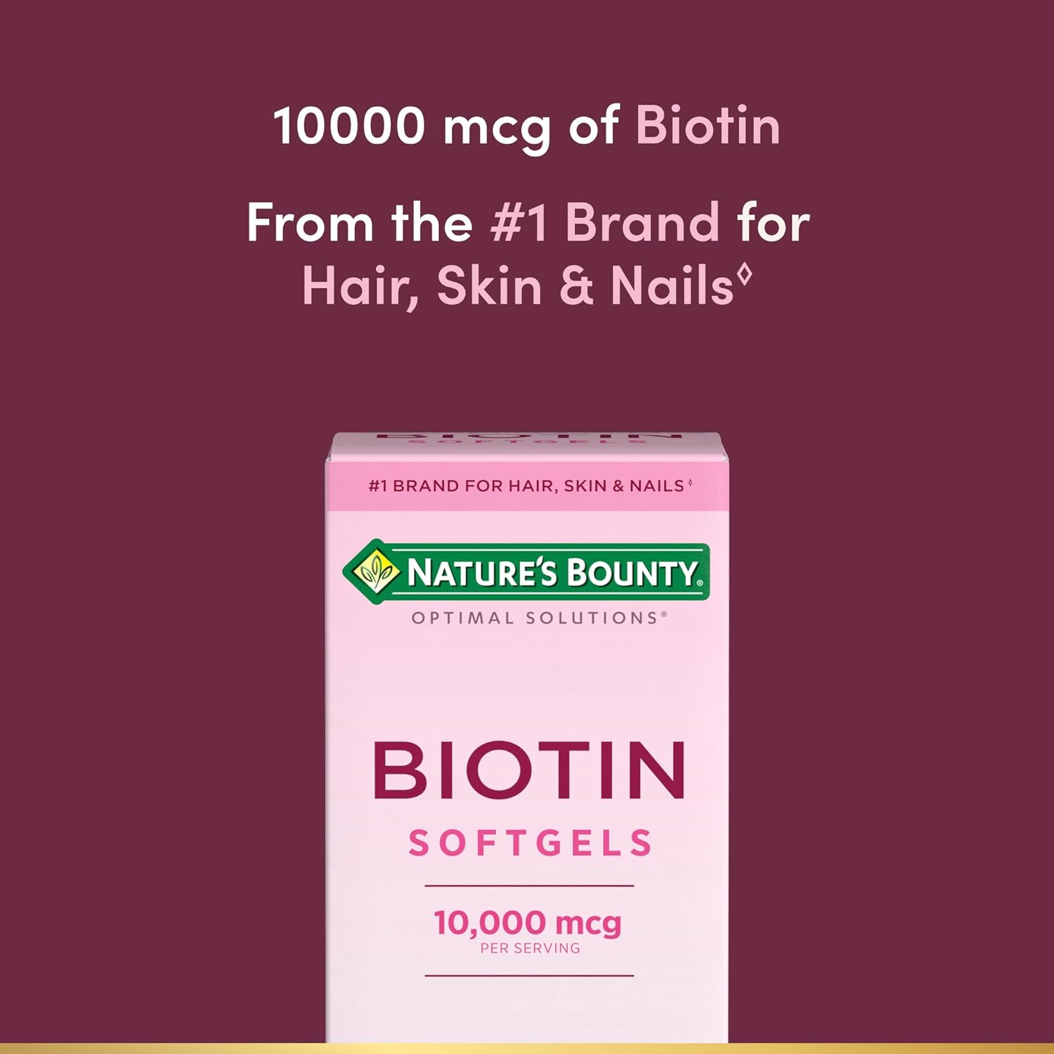 Nature's Bounty Biotin 10000mcg Supplement, Supports Healthy Hair, Skin and Nails, Optimal Solutions Hair Vitamin with Biotin, 90 Rapid Release Liquid Softgels - Image 3