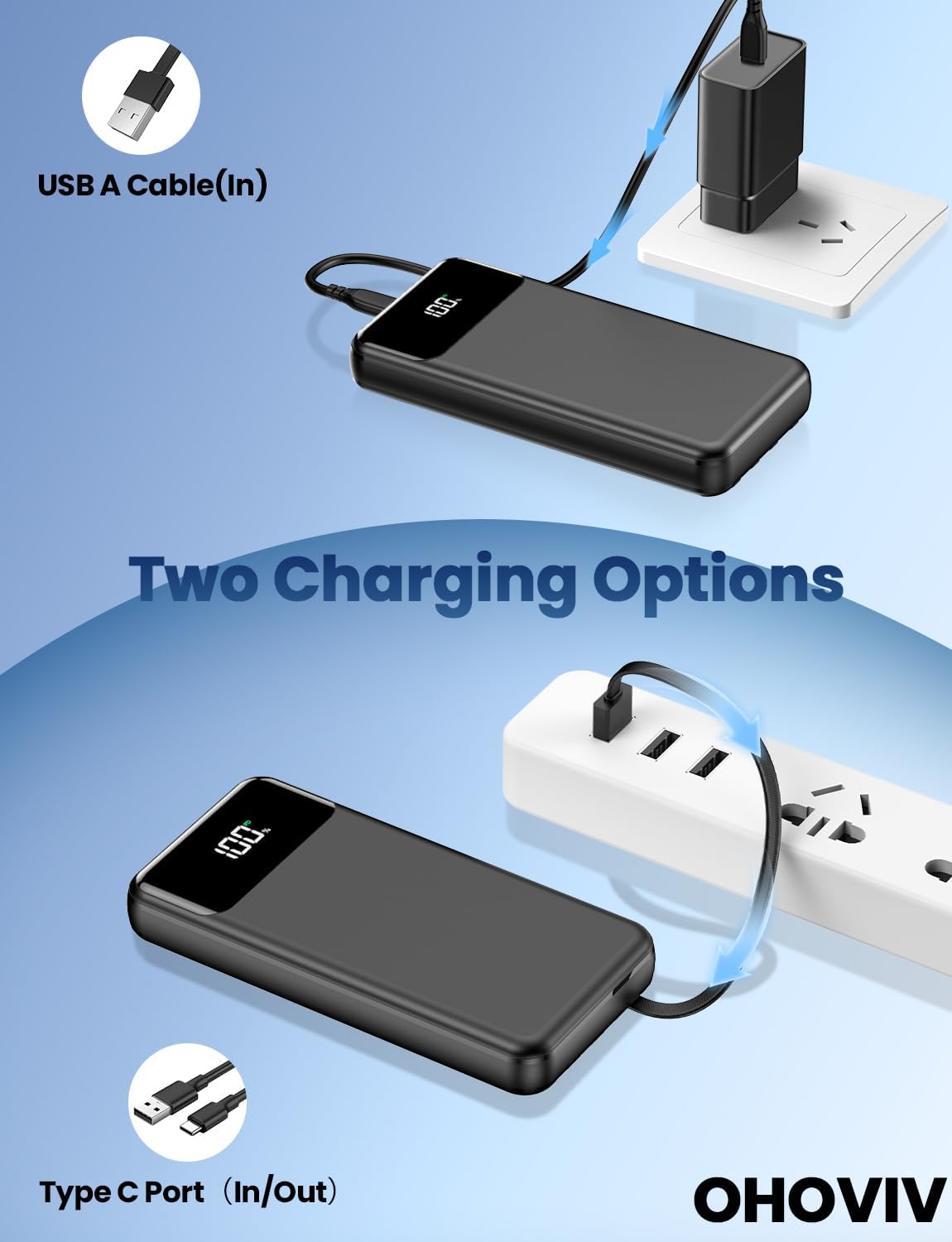 Portable Charger, 50000mAh Power Bank with Built in Cables, 22.5W Fast Charging Battery Pack, Portable Phone Charger for Travel Camping Essential,PowerBank Compatible with iPhone 17/16/15/14, Samsung - Image 6