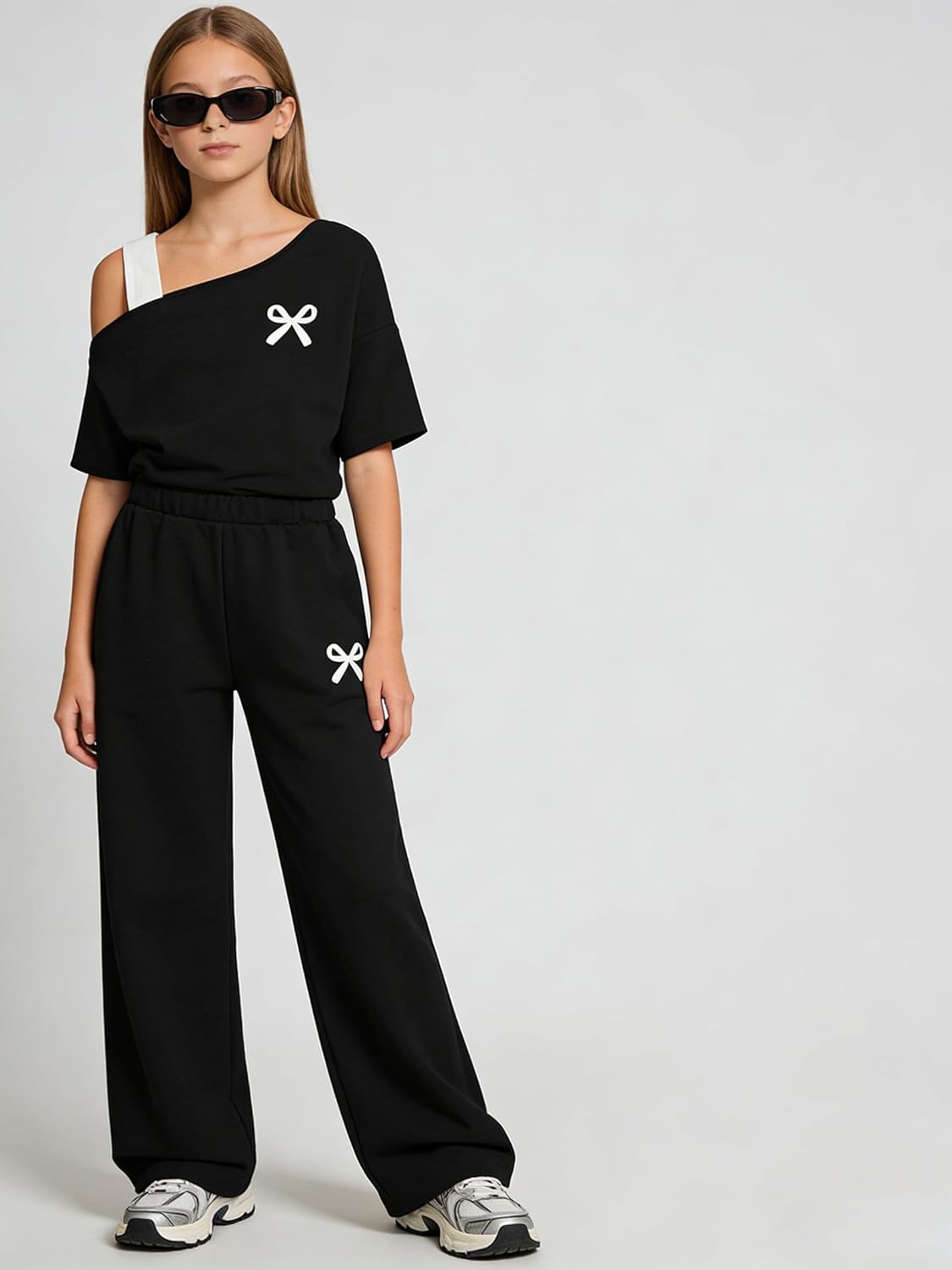 Teen Girls Clothes Off the Shoulder Top and Wide Leg Pants Matching Outfit Set with Pockets Size 7-16 - Image 2