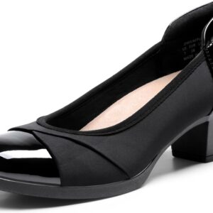 DREAM PAIRS Women’s Pumps Low Chunky Block Closed Toe Shoes Work Comfortable Heels Round Toe Dress