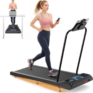 HOELLL Treadmills for Home Small with 0%-8% Incline and APP Sync, Compact Under Desk Walking Treadmill Pad with Handle Bar Removable, Remote Control and LED Display, 2.5HP