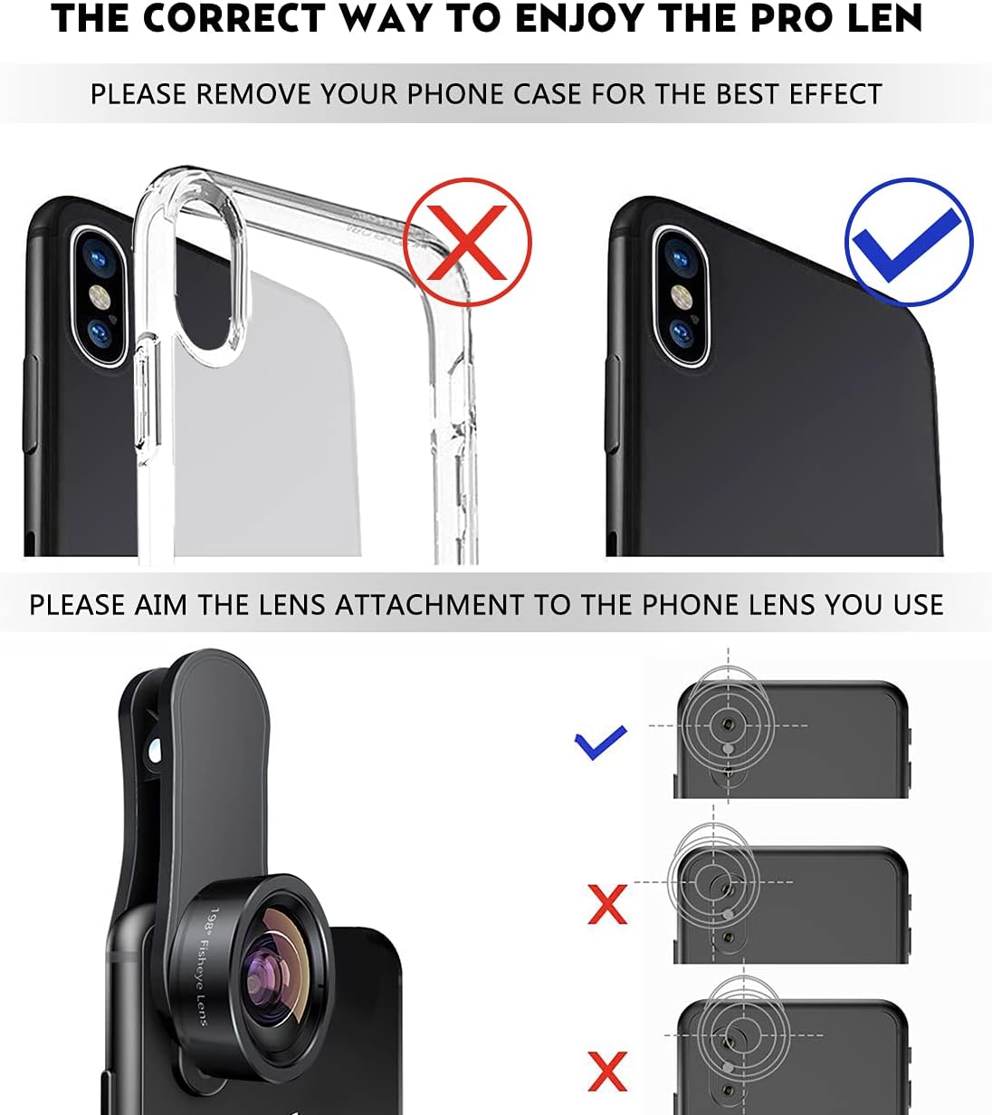 KEYWING Fisheye Lens 198° Fish Eye Phone Camera Lens Kit for iPhone Fish Bowl Camera Lens Attachments for iPhone Samsung Smartphone Black - Image 6