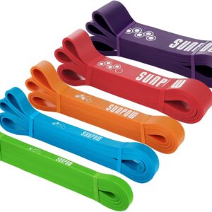 SUNPOW Pull Up Assistance Bands, Set of 5 Heavy Duty Resistance Bands for Men & Women, Natural Latex Exercise Bands for Pull-Up Progression, Home Workout, Strength Training, Mobility & Stretching