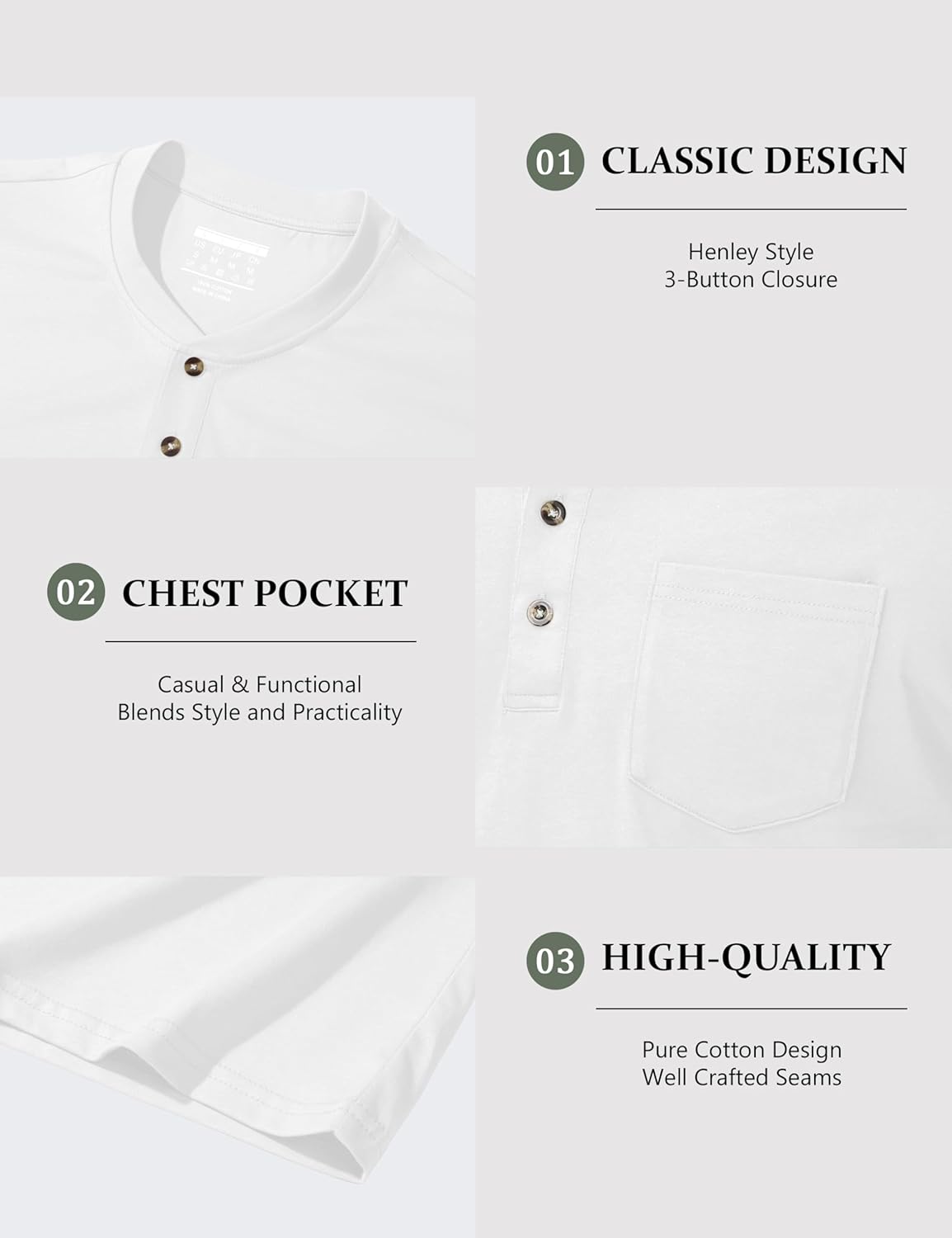 MAGCOMSEN Men's Henley Short Sleeve Shirt Cotton Lightweight Tee Shirts Casual Summer Basic Tees with Pocket - Image 5