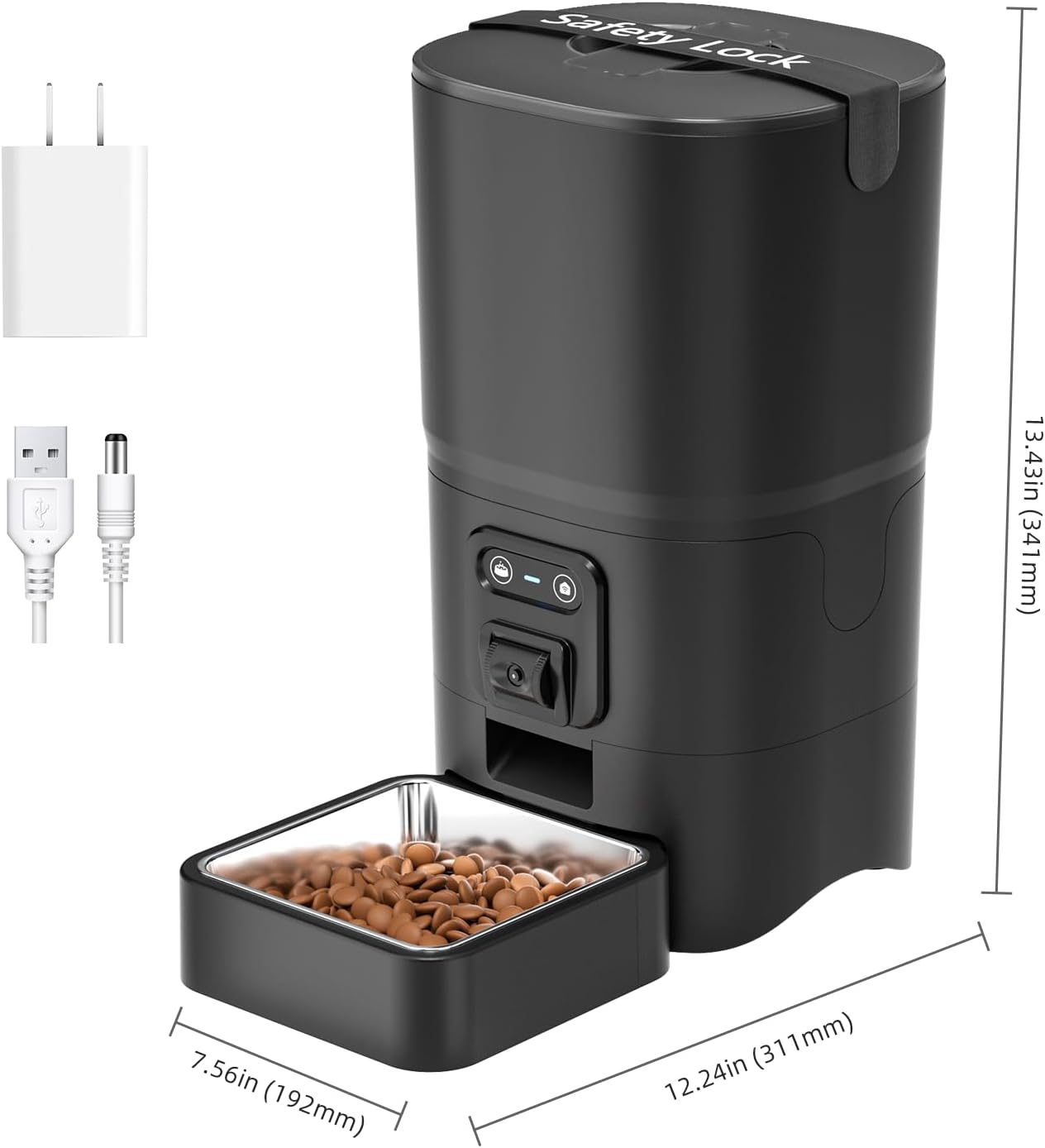 PAPIFEED Automatic Cat Feeder with Camera, 6L Cat Food Dispenser with App, 2.4G WiFi Timed Cat Feeder for Dry Food, 2-Way Audio, Smart Pet Feeder for Small Dog, 10 Meals/Day, 12 Portions/Meal - Image 9
