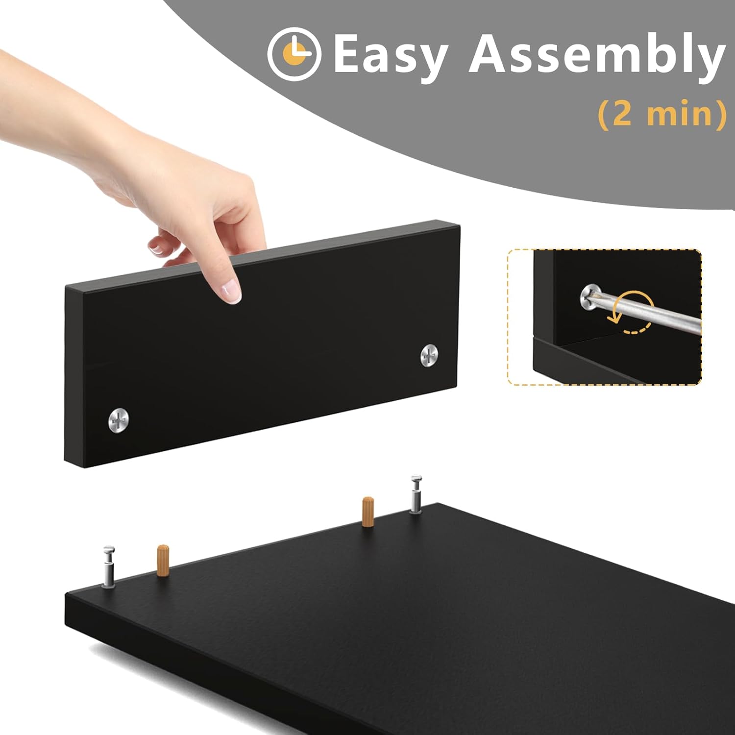 TAVR Dual Monitor Stand Riser Office Desktop Organizer Stand for 2 Monitors, Adjustable Length and Angle 3 Shelf, Extra Long Multifunctional Wooden Stand up to 43.3" fit Computer, Laptop, TV, Black - Image 7