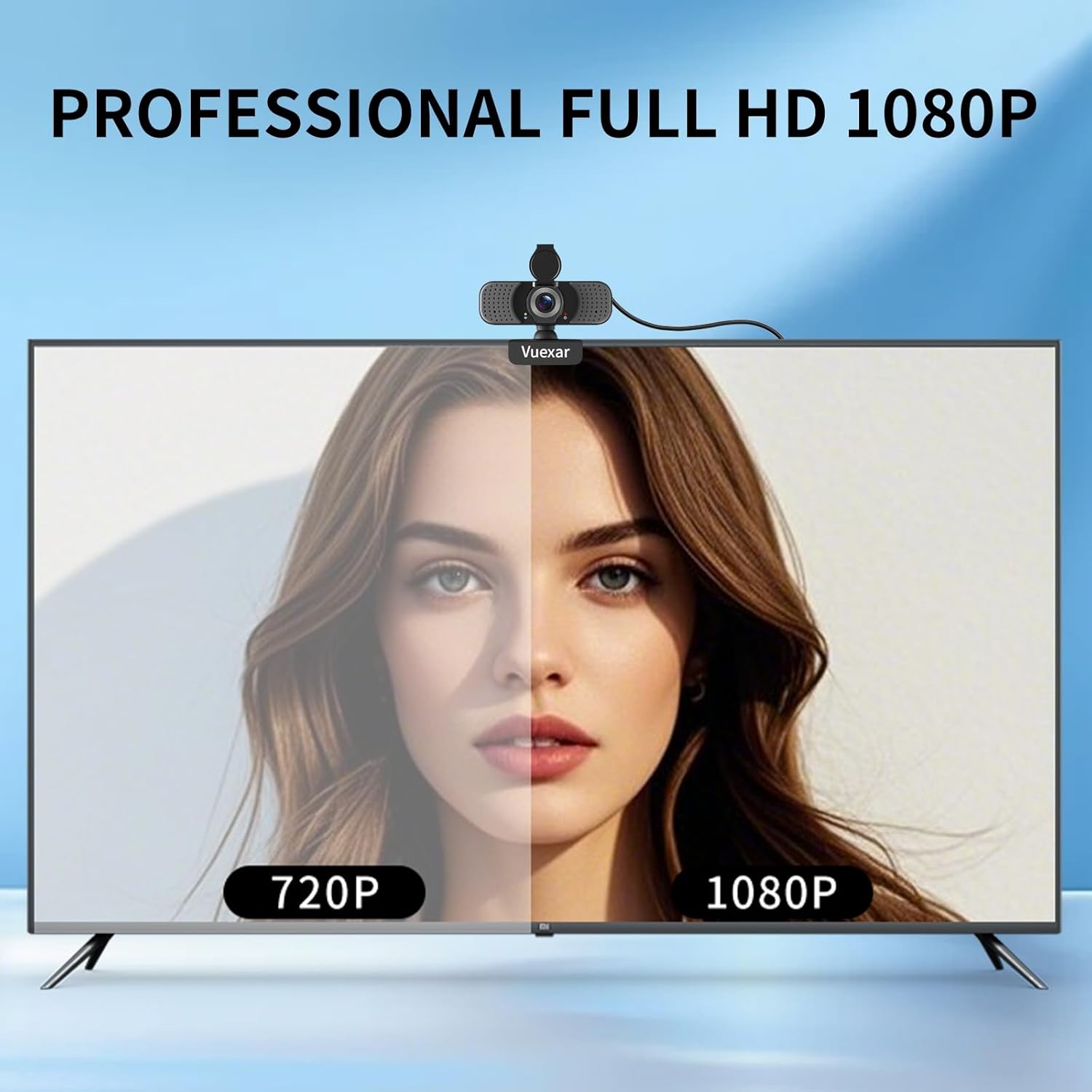 Full HD 1080P Webcam with Microphone, Noise-Canceling, Privacy Cover, Wide-Angle Lens, Auto Light Correction, Plug & Play USB Web Camera for Laptop, Desktop, PC, Mac, Zoom, Skype – Pro Series - Image 2