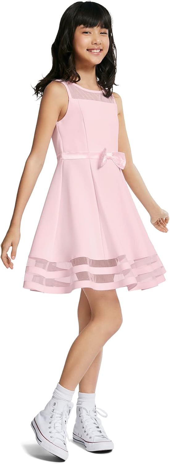 Calvin Klein Girls' Sleeveless Party Dress, Fit and Flare Silhouette, Round Neckline & Back Zip Closure - Image 3