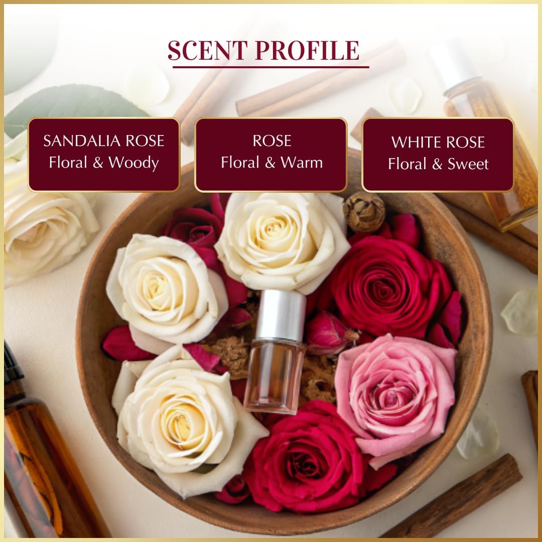 Dukhni Rose Attar Oil Set | Authentic Arabic Fragrance Oils 3pc x 6ml | 100% Pure, Alcohol-Free Original Gulab Attar Blends | Unisex Attar | Best gift, Ramadan gift, Islamic fragrance - Image 3