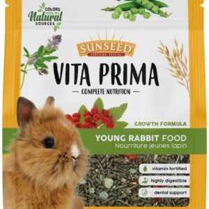 Sunseed Vita Prima Young Rabbit Food – Complete Nutrition – Premium Fortified Blend with Timothy Hay, 4 lb