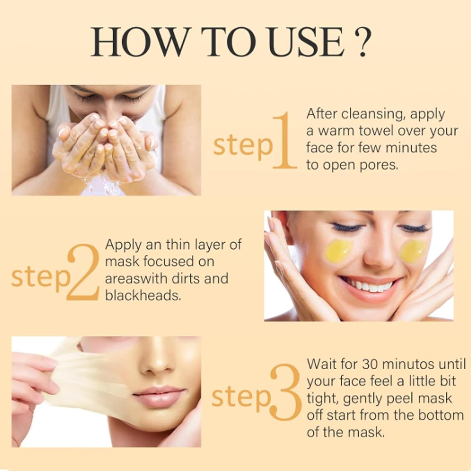 Vitamin C Peel Off Face Mask, Turmeric Moisturizing Mask, Deep Cleansing Face Peel Mask,Face Mask for Pores, Dirts, Oil, 2 Packs - Image 8