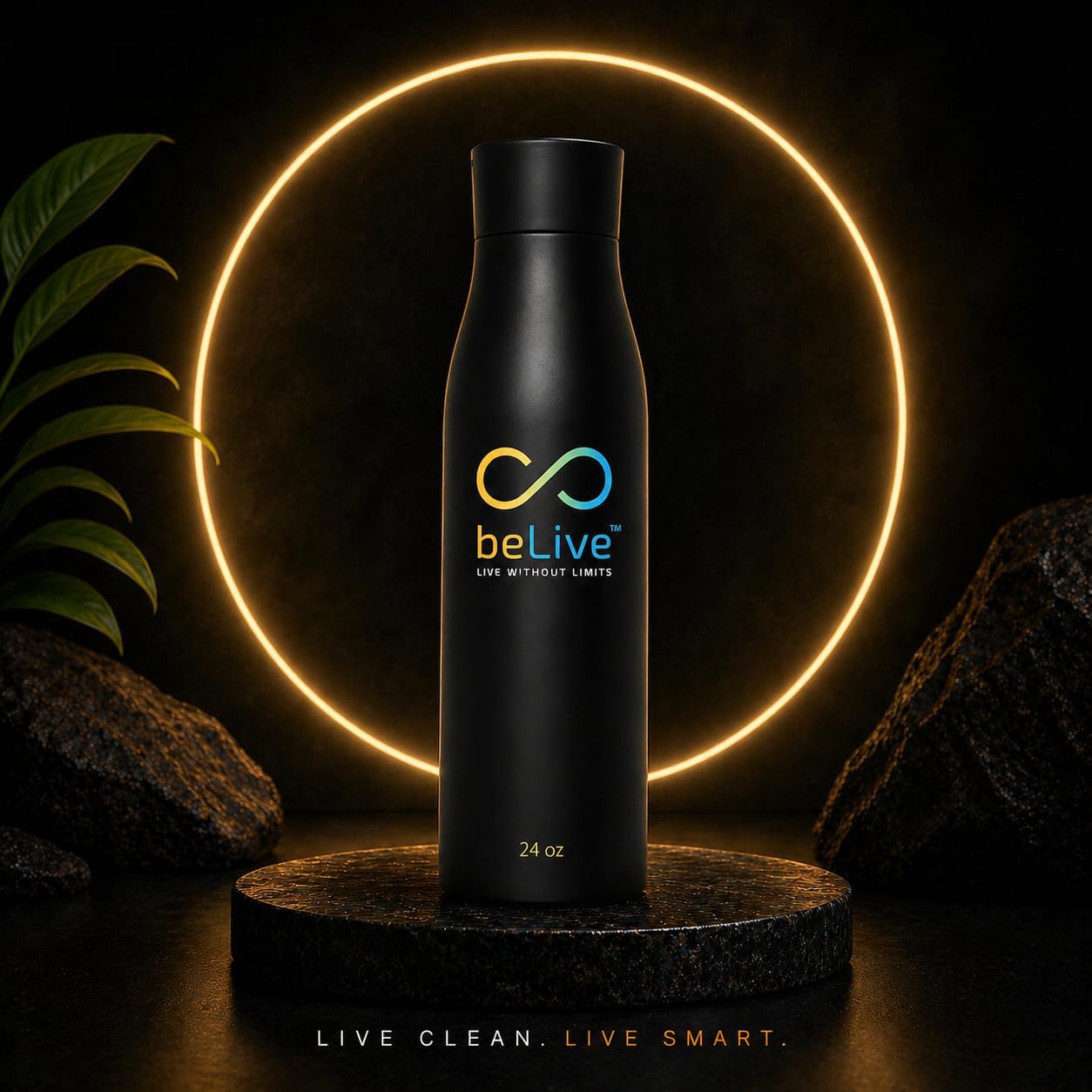 BeLive Smart Water Bottle 24oz – UV-C Self Cleaning, Temperature Display (°C/°F), Hydration Reminder, USB-C Rechargeable, Insulated Stainless Steel Bottle (Black) - Image 2