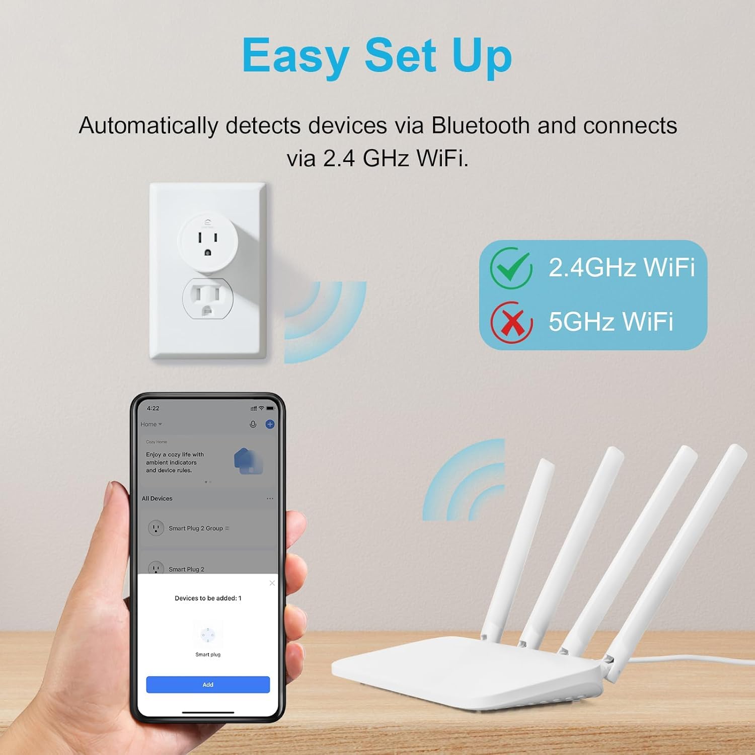 EIGHTREE Smart Plug, WiFi Outlet Works with Alexa & Google Home, Smart Home Socket with Remote Control & Timer Function, 2.4GHz WiFi Only, 4 Packs - Image 6