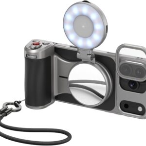 TELESIN Master Grip Universal for iPhone/MagSafe, Magnetic Phone Camera Grip with C03 Selfie Light Creator Kit Built 3200mAh Battery Wireless Charging -【Graphene Case Only for iPhone 17 Pro Max】