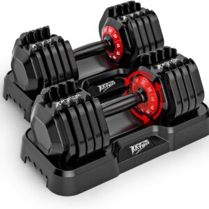 Adjustable Dumbbell Set of 2, 110lbs/50lbs Free Weights Dumbbell Set, 5-in-1/10-in-1 Quick-Lock Hand Weights, 25lbs/55lbs Pair with Anti-Slip Texture Handle, Weight Set For Home Gym Suit both Men and Women